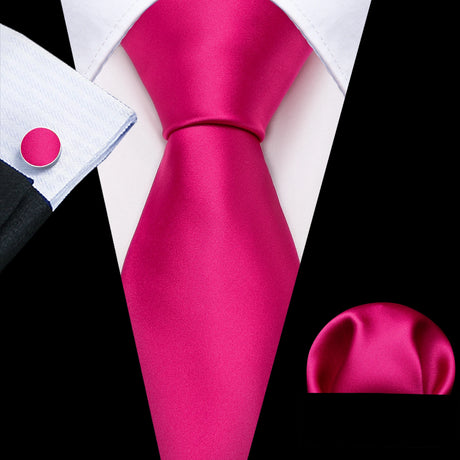 Burgundy Maroon Rose Jacquard Hanky Cufflinks Necktie