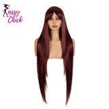 Burgundy Ombre Brown Long Straight With Bangs Synthetic Wigs Sassy Chick Logo