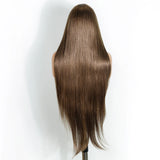 Burgundy Ombre Brown Long Straight With Bangs Synthetic Wigs