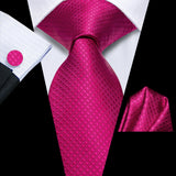 Burgundy Striped Floral Silk Necktie Hanky Cufflinks