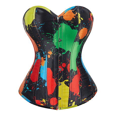 Bustier Overbust Print Graffiti Women Corsets Breathable Artistic Design colorful