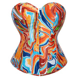 Bustier Overbust Print Graffiti Women Corsets Breathable Bold Artistic Design 
