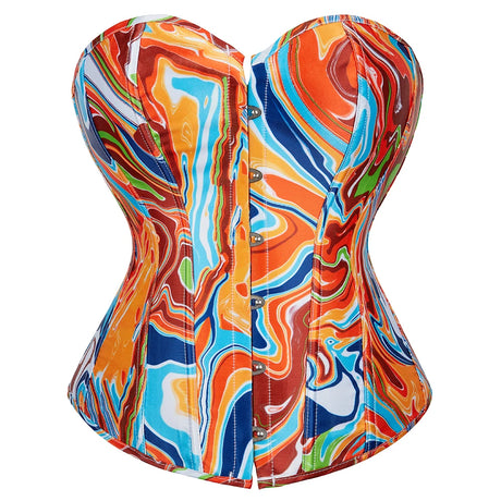 Bustier Overbust Print Graffiti Women Corsets Breathable Bold Artistic Design 