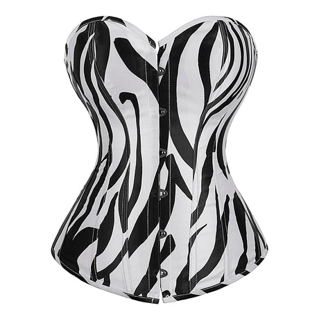 Bustier Overbust Print Graffiti Women Corsets Breathable Bold Artistic Design Black White