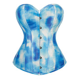 Bustier Overbust Print Graffiti Women Corsets Breathable Bold Artistic Design Blue white