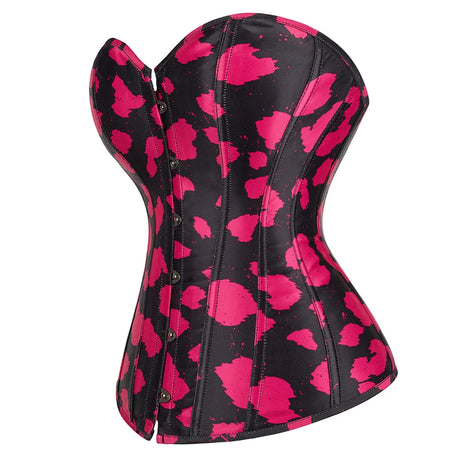 Bustier Overbust Print Graffiti Women Corsets Breathable Bold Artistic Design Pink Black