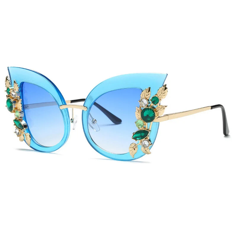 Blue Butterfly Diamond Sunglasses