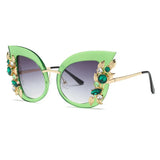 Green Butterfly Diamond Sunglasses
