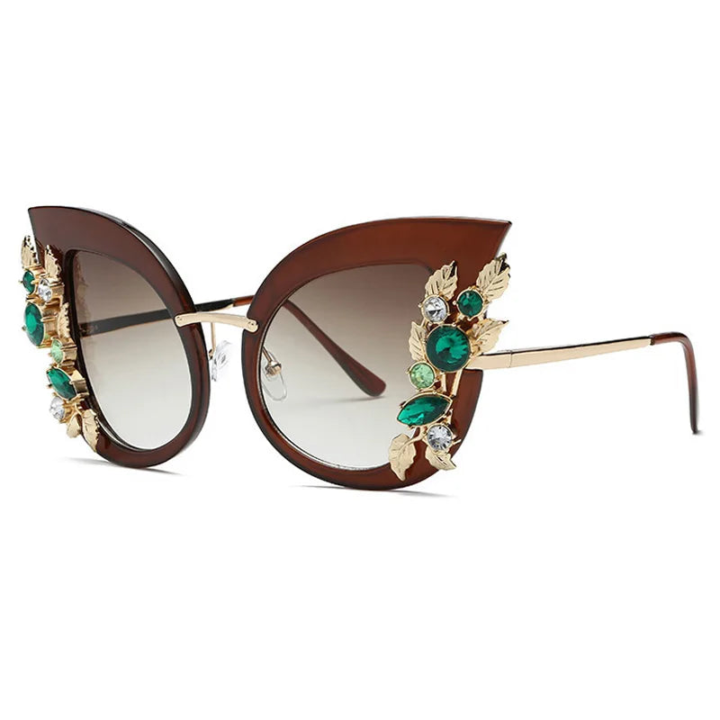 Brown Butterfly Diamond Sunglasses