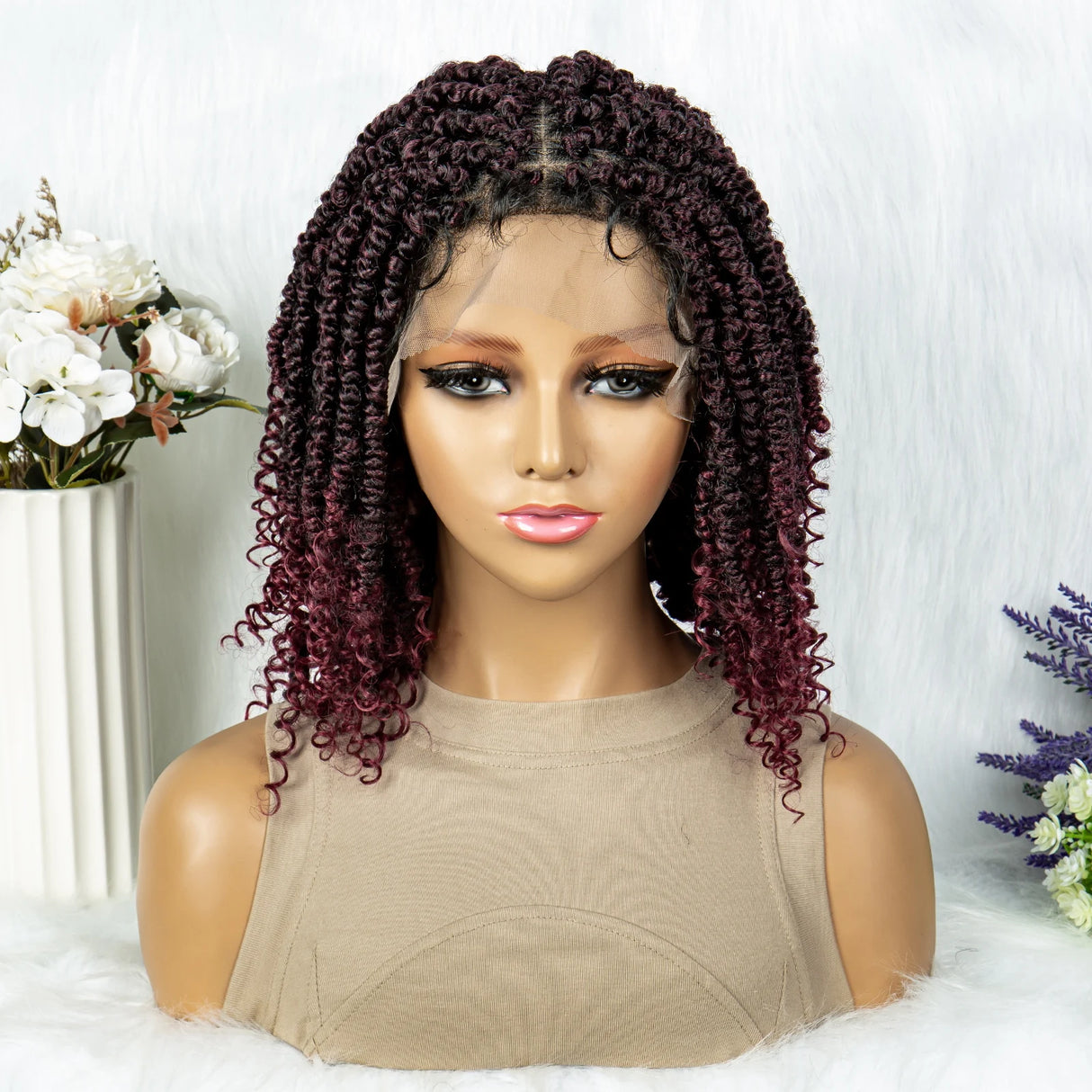 Butterfly Locs Braided Wig black red