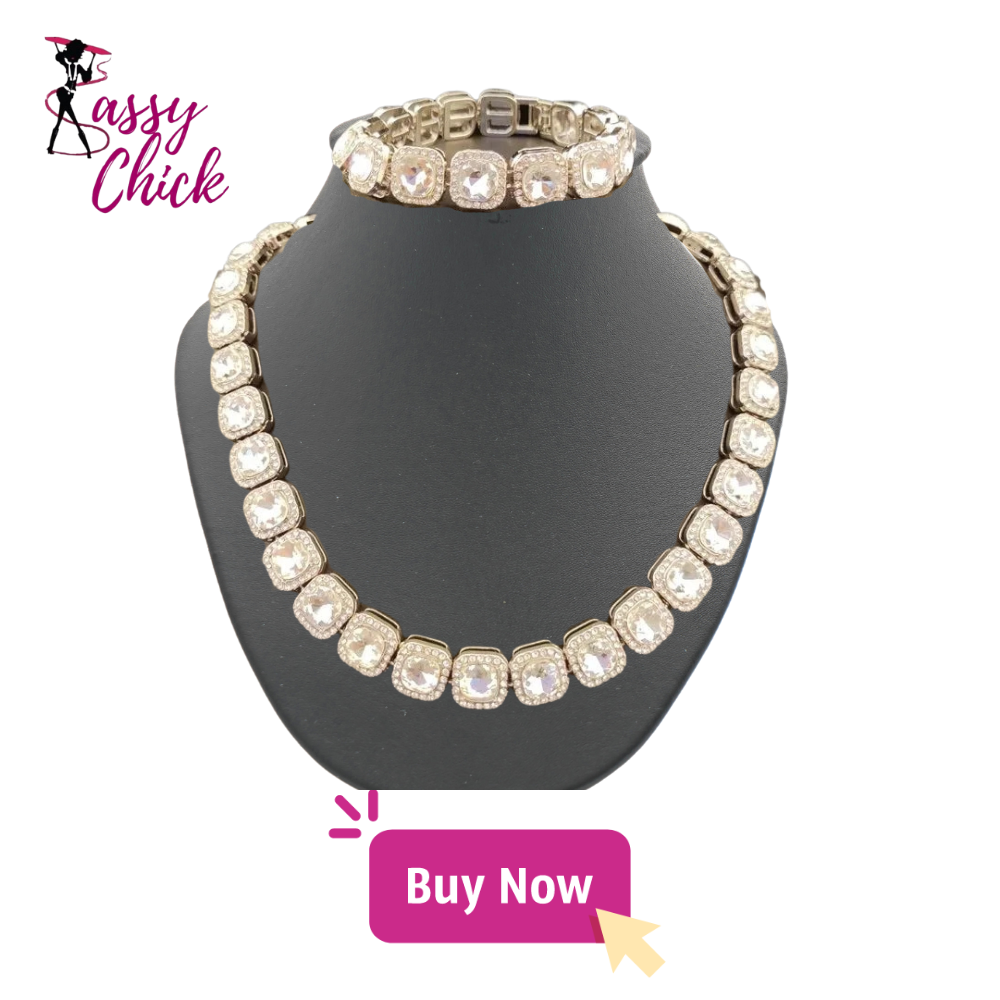 CZ Stone Bling Chains Necklace Set