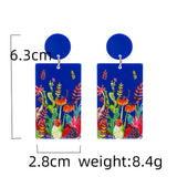 Size of Cactus Leaf Flower Acrylic Women's Earrings