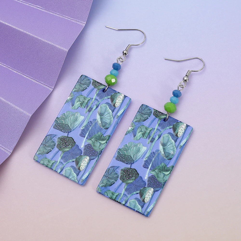 Cactus Leaf Flower Acrylic Women's Earrings