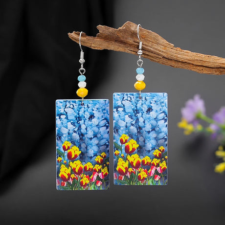 Cactus Leaf Flower Acrylic Women's Earrings