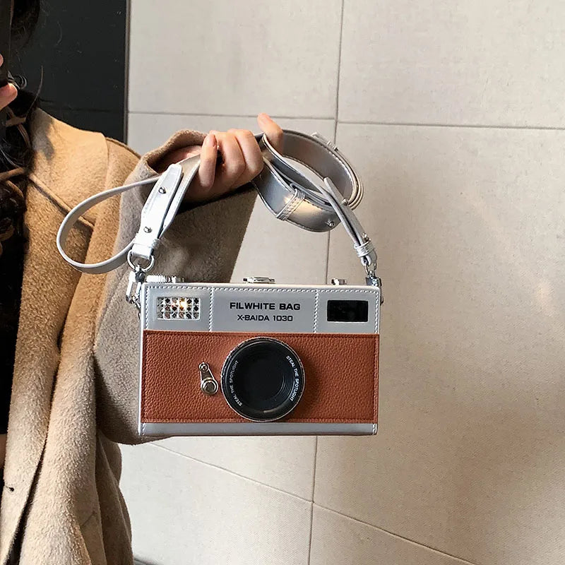 Camera Retro Shaped PU Box Unisex Crossbody Bag