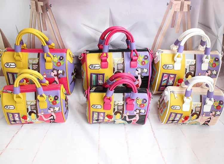 Collection of Candy Color Cartoons Style Crossbody Shoulder Bag