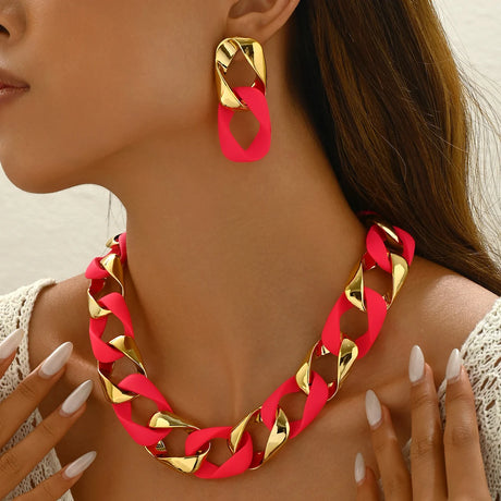 candy color red necklace earring