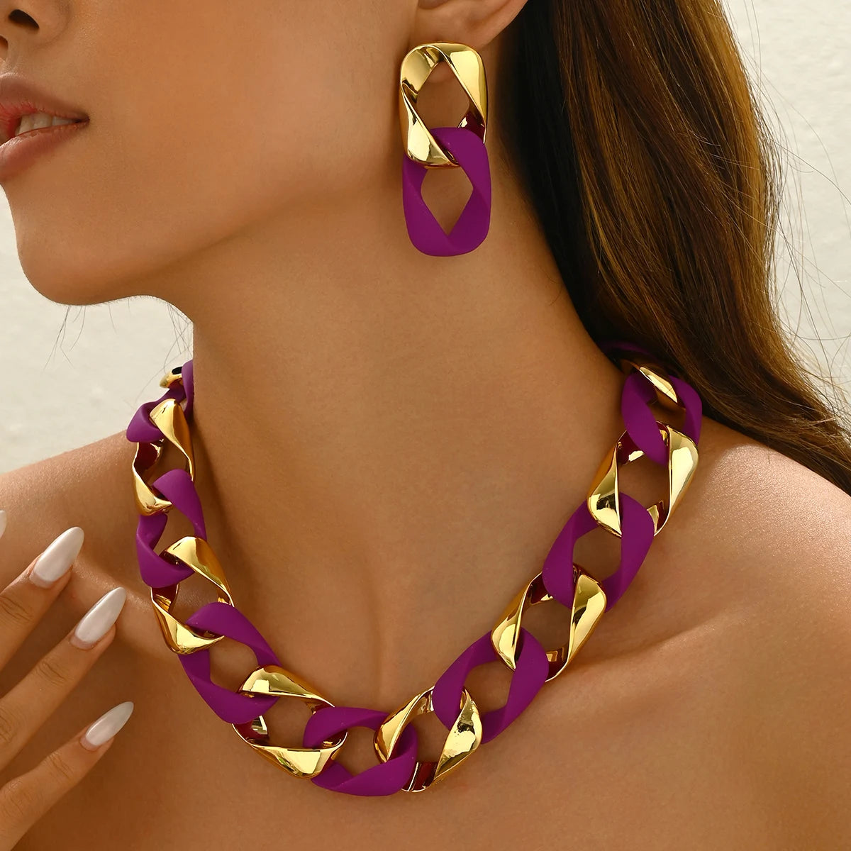 candy color purple necklace earring 