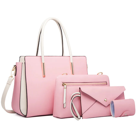 Pink Candy Color Leather Handbag