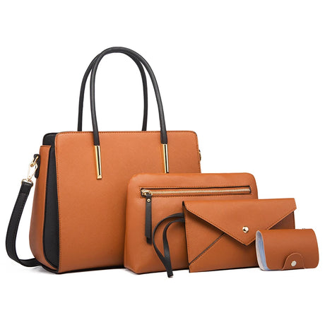 Brown Candy Color Leather Handbag