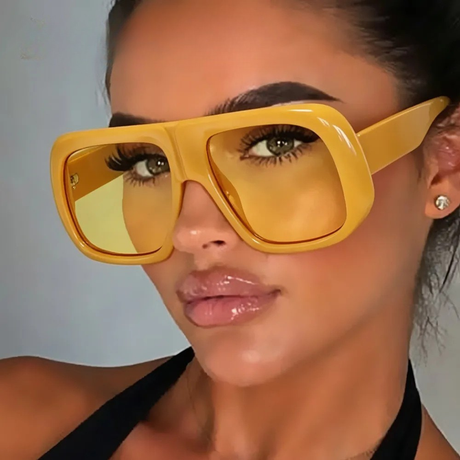 Model Using Candy Color Oversized Square UV400  Sunglasses