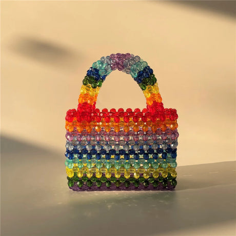 Candy Rainbow Colorful Lollipop Beaded Handbag