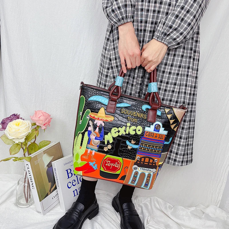 Model Using Cartoon Bucket Bag Design Purses and Handbags