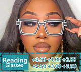 Model Using Cartoon Stripe Reading Dioptric Eyewear