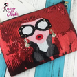 Cartoon Woman Pattern Envelope Clutch Bag Sassy Chick Logo