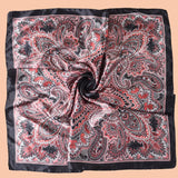 Black Orange Cashew Flower Square Silk Head Scarves Hijab Bandana