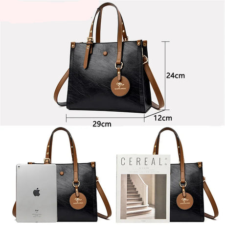 Casual Vintage Tote Hand Bag Leather Size