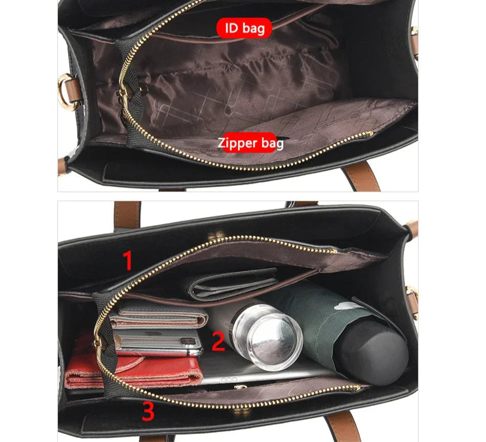 compartment Casual Vintage Tote Hand Bag Leather