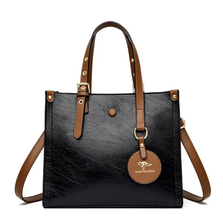 black brown Casual Vintage Tote Hand Bag Leather