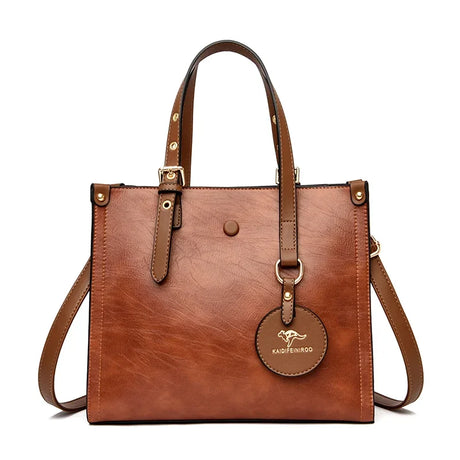 brown Casual Vintage Tote Hand Bag Leather