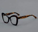 Cat-eye Patchwork Plate Eyewear brown black