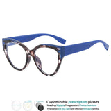 Blue Cat Eye Anti Blue Light  Color-blocked Glasses