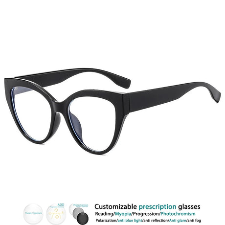 Black Cat Eye Anti Blue Light  Color-blocked Glasses