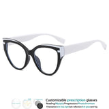 Black White Cat Eye Anti Blue Light  Color-blocked Glasses
