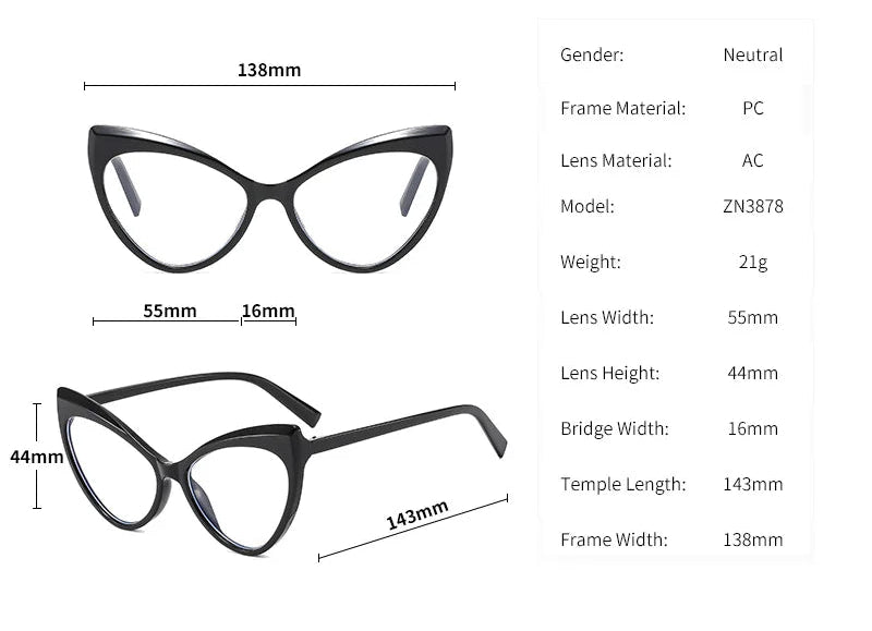 Details of Cat Eye Anti Blue Light Myopia Glasses