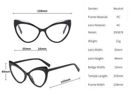 Details of Cat Eye Anti Blue Light Myopia Glasses