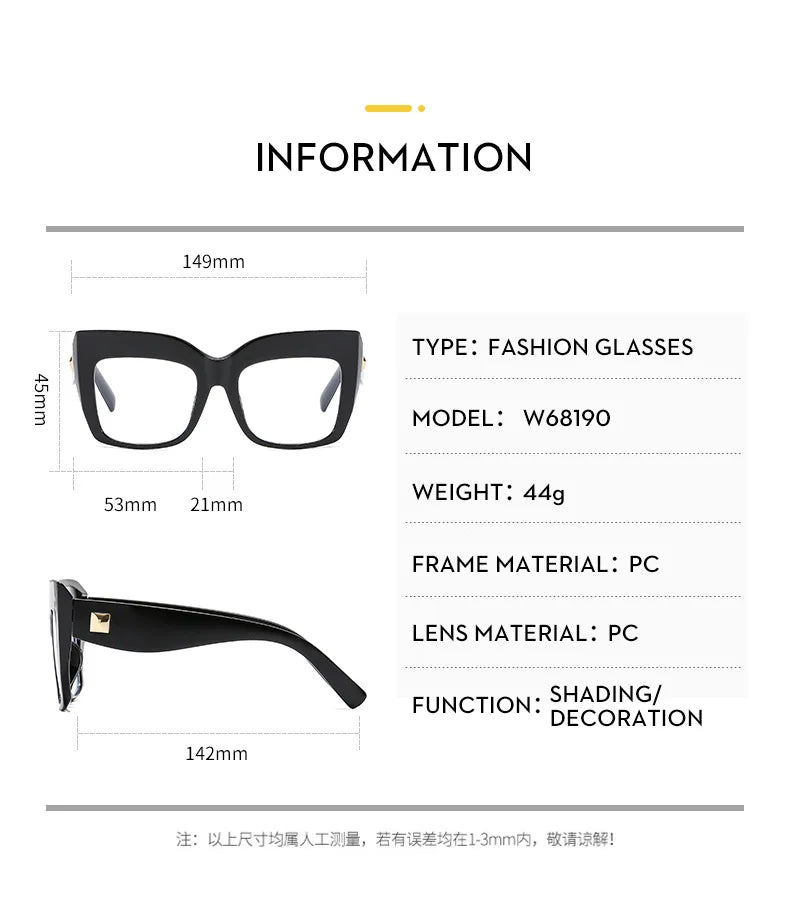 Details Cat Eye Anti Blue Light Oversized Reading Eyeglasses