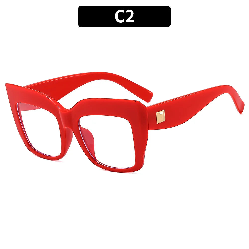 Red Cat Eye Anti Blue Light Oversized Reading Eyeglasses