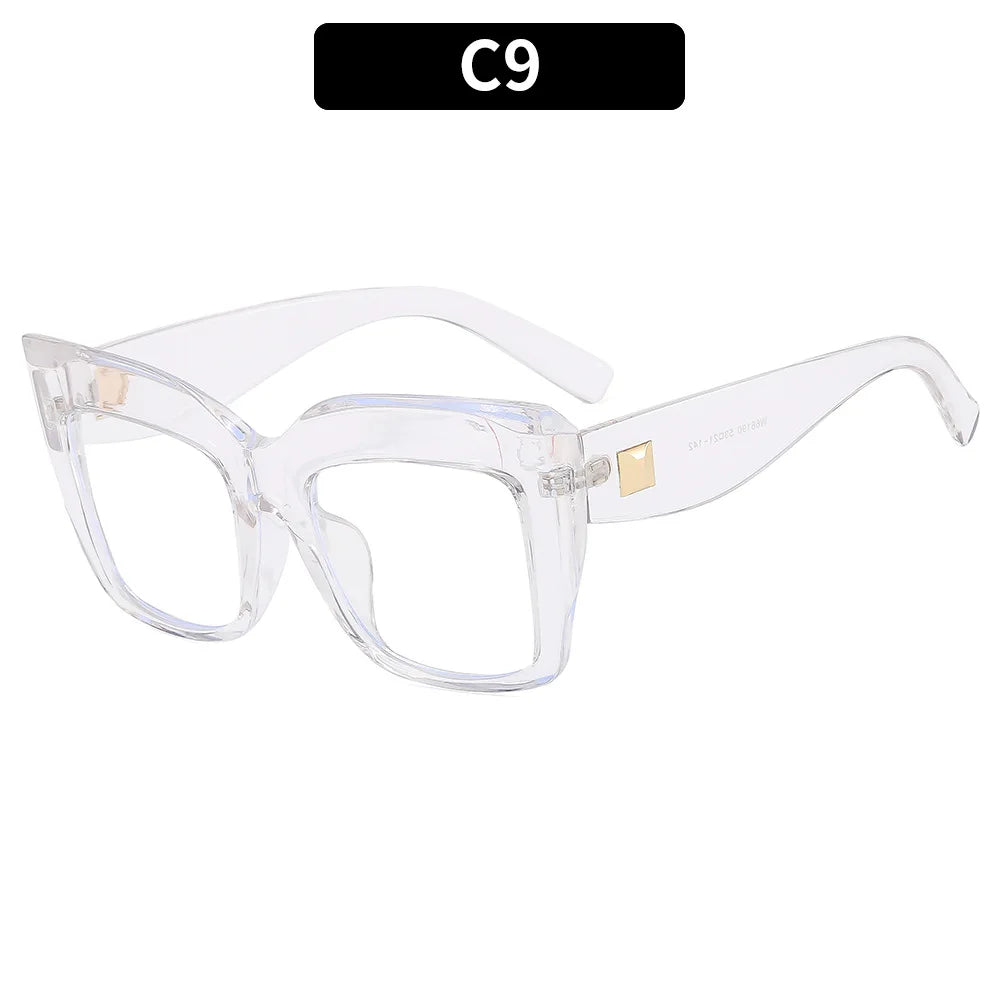 transparent white Cat Eye Anti Blue Light Oversized Reading Eyeglasses