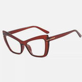 Wine Red Cat Eye Blue Light Blocking Personality Optical Prescription Glasses
