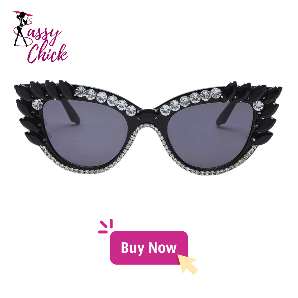 cat-eye colorful big diamond sunglasses Sassy Chick Logo
