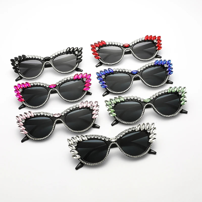 cat-eye colorful big diamond sunglasses collection