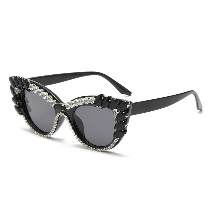 cat-eye colorful big diamond sunglasses black
