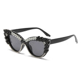 cat-eye colorful big diamond sunglasses black
