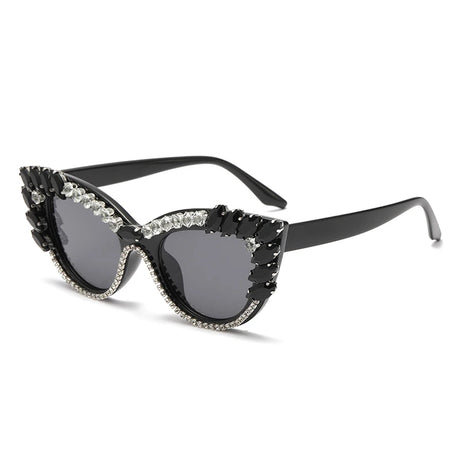 cat-eye colorful big diamond sunglasses black
