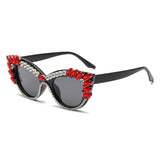 cat-eye colorful big diamond sunglasses red